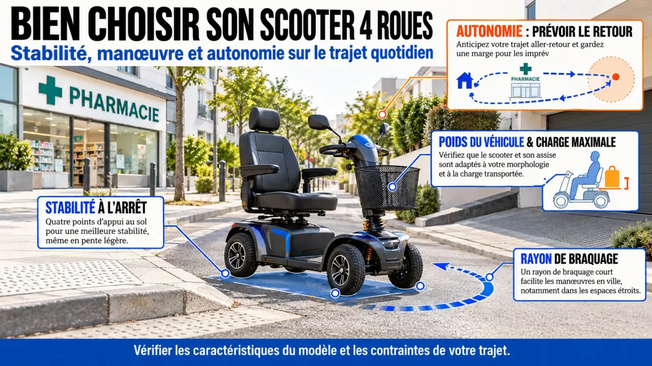 Scooter électrique 4 roues : stabilité, autonomie et maniabilité à vérifier avant l’achat